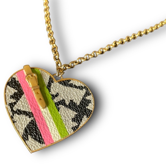 💕SOLD💕Juicy Couture Necklace Reversible Heart Pink Blue Gold Pendant Scottie - Picture 2 of 6